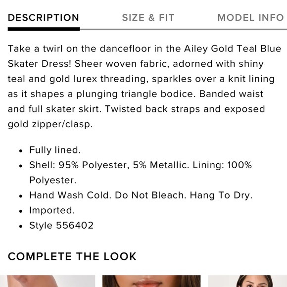 Lulu’s Ailey Gold and Teal Blue Skater Dress - Picture 2 of 8